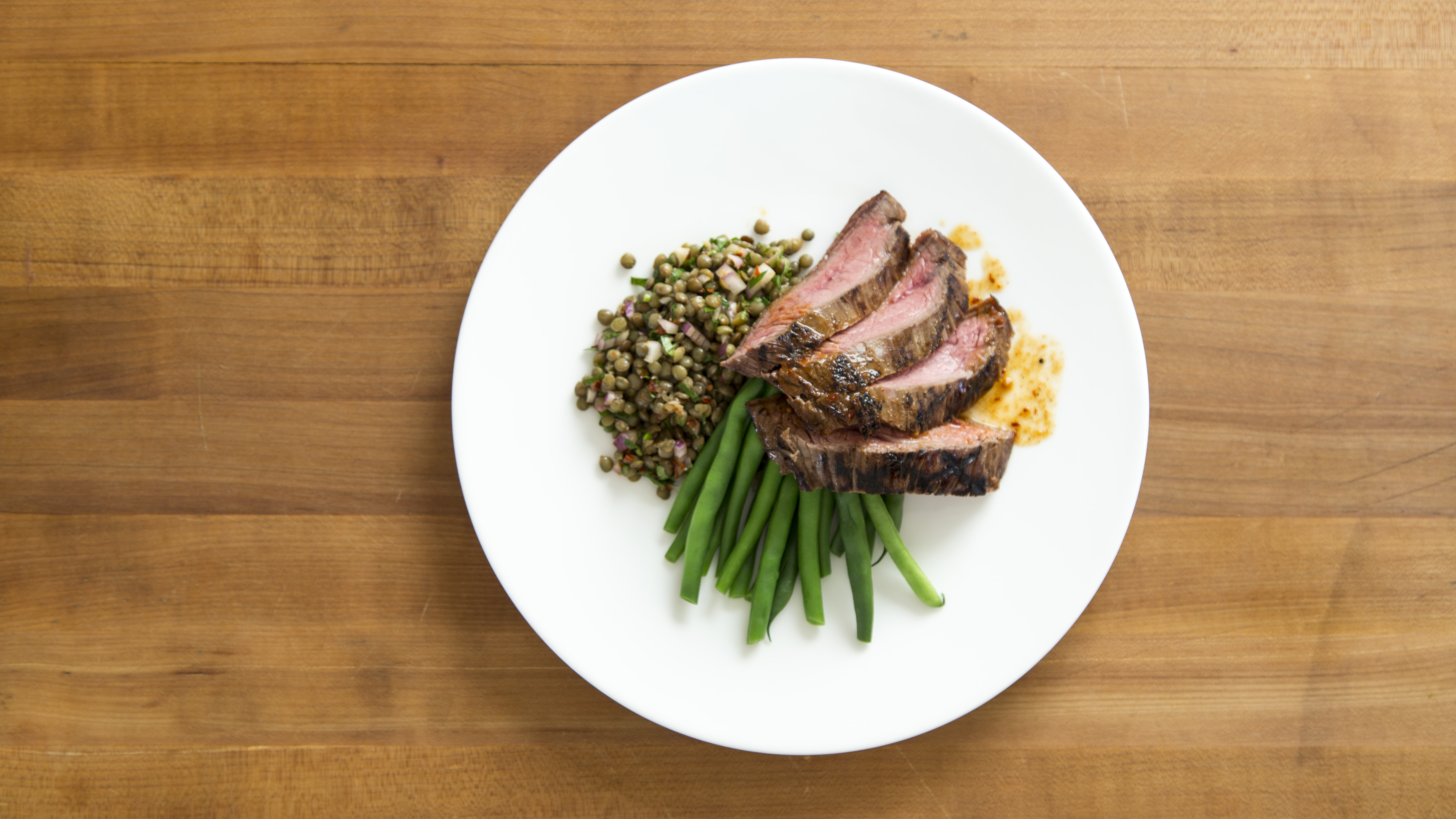 Batch-Cooked Flank Steak, Lentils, and Green Beans