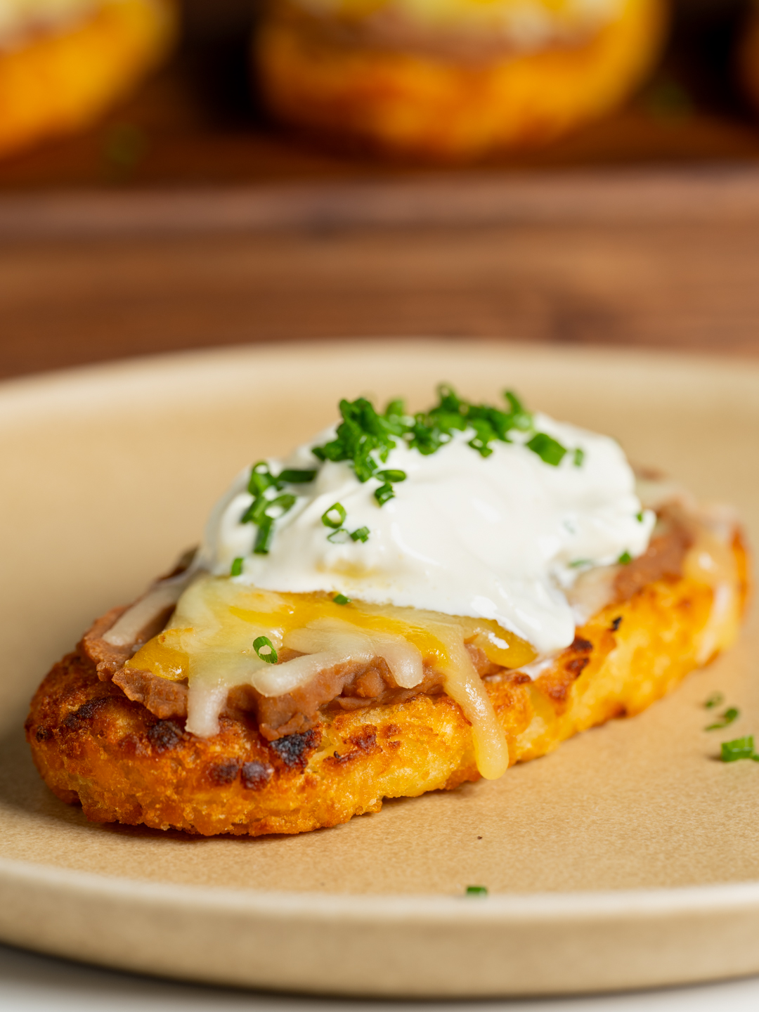 Air-Fried Bean and Cheese Loaded Hash Browns