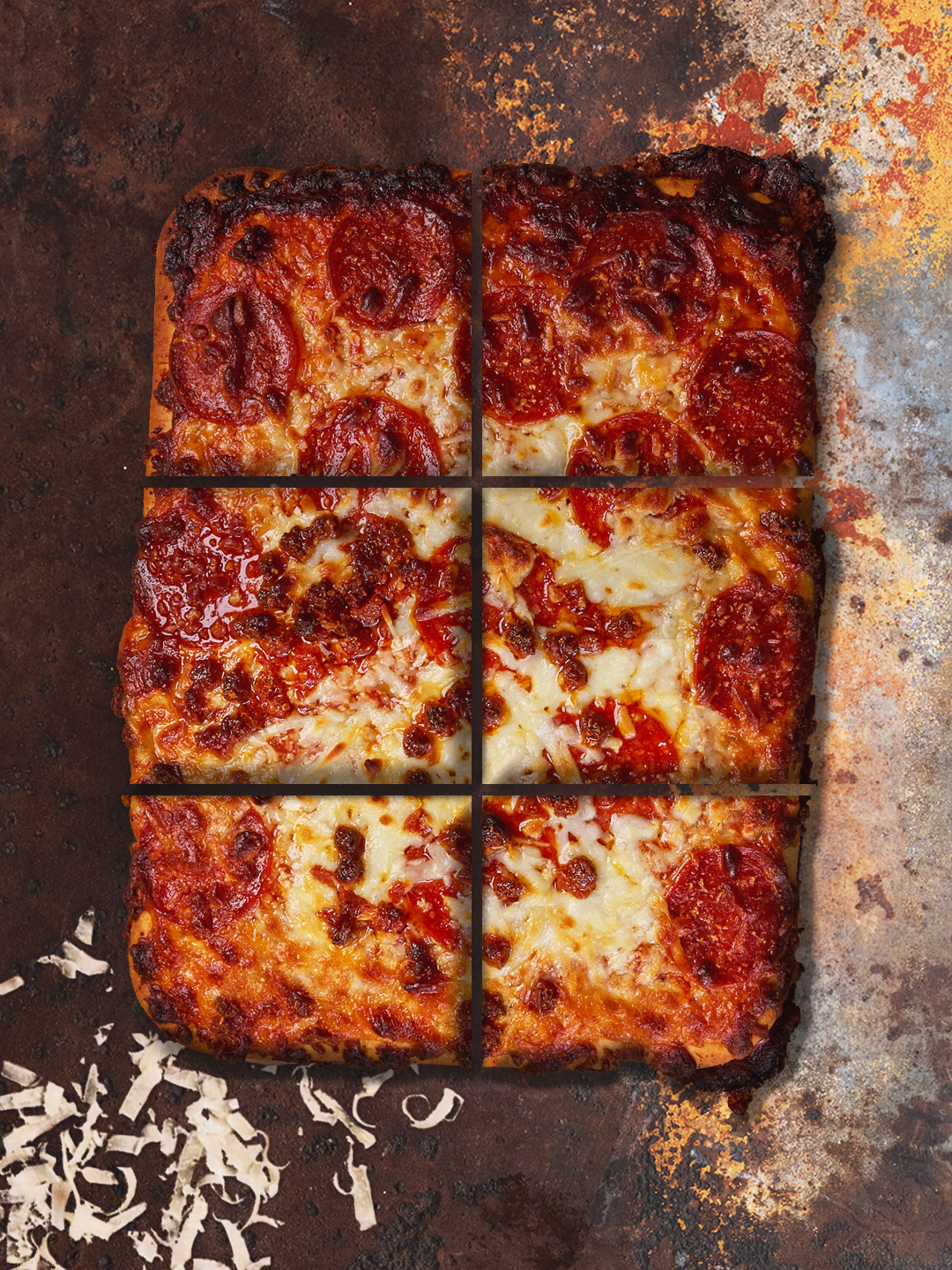 Air-Fried from Frozen Detroit-Style Pepperoni Pizza 