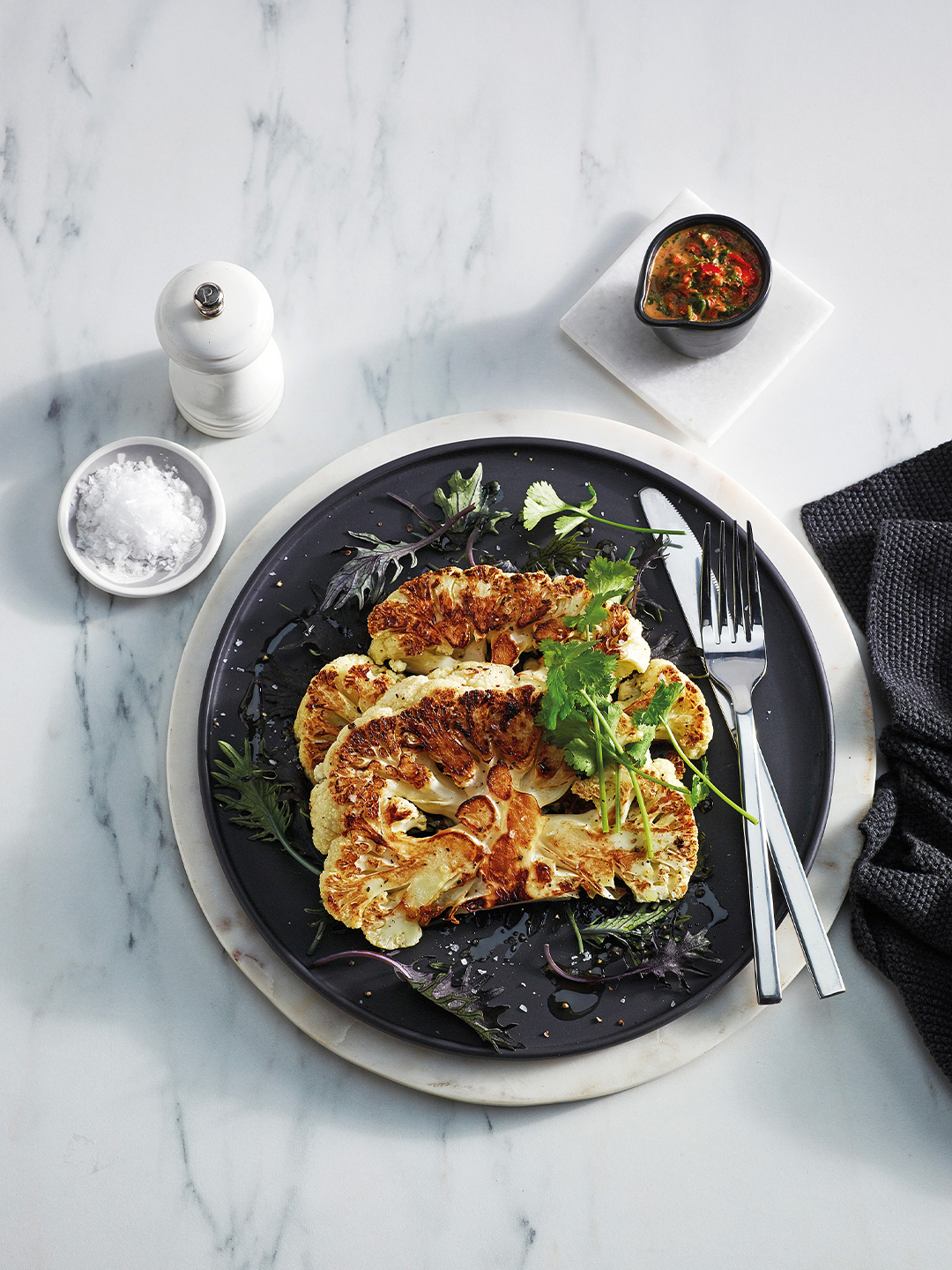 Cauliflower Steak with Red Zhug Sauce