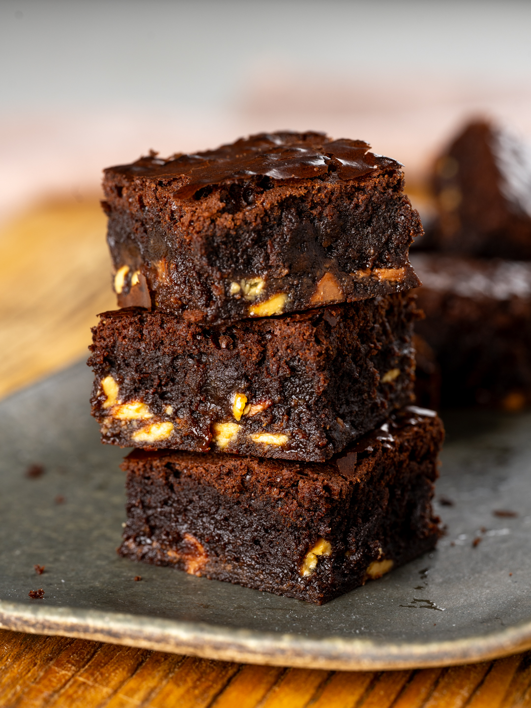 Fudgy Triple Chocolate Brownies