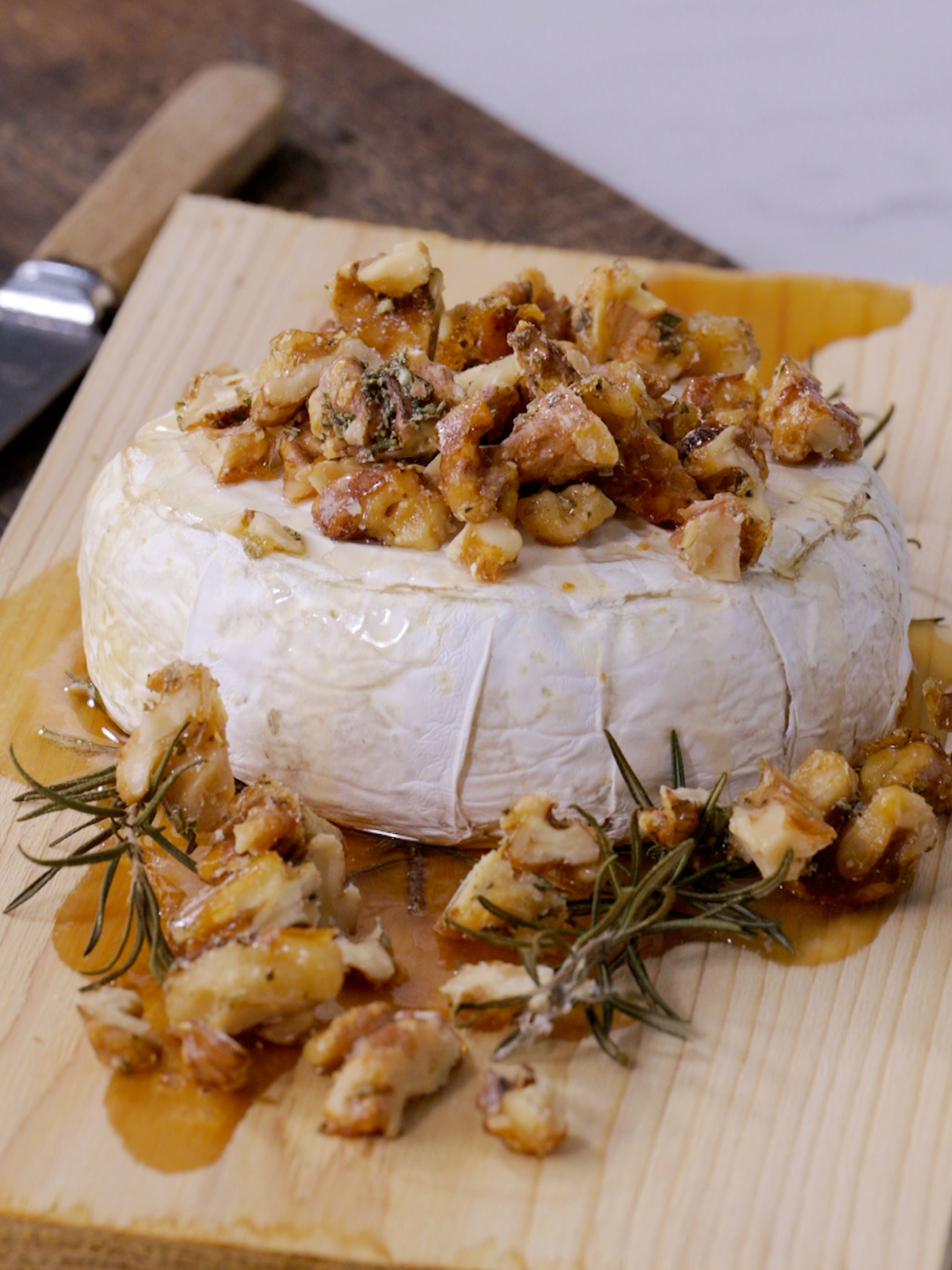 Cedar Plank Brie with Honeyed Walnuts