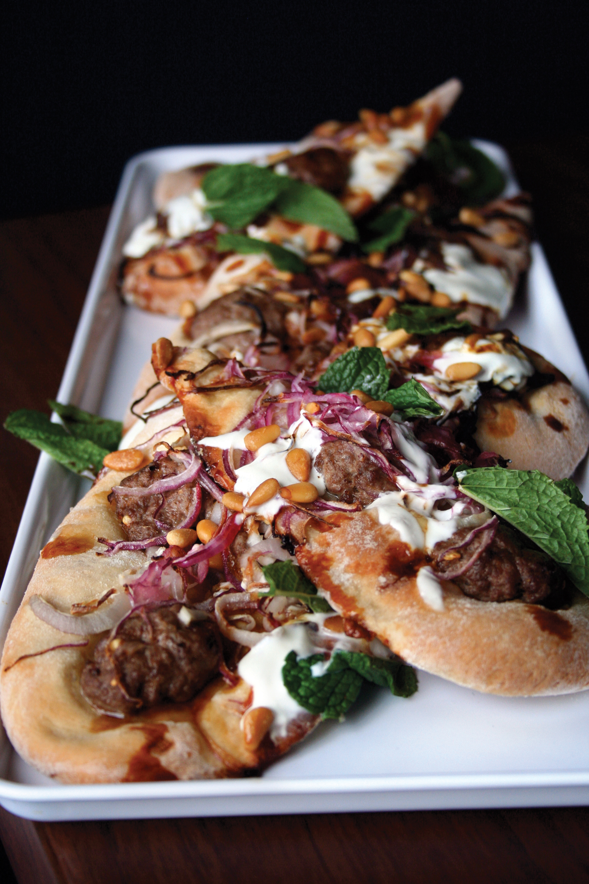 Spiced Lamb, Yogurt and Pine Nut Pizza