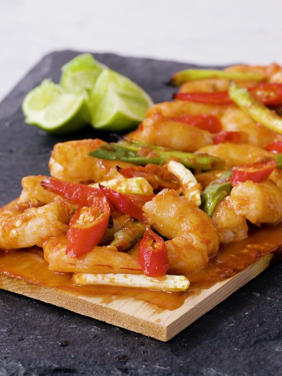 Air-Fried Cedar Plank Gochujang Shrimp
