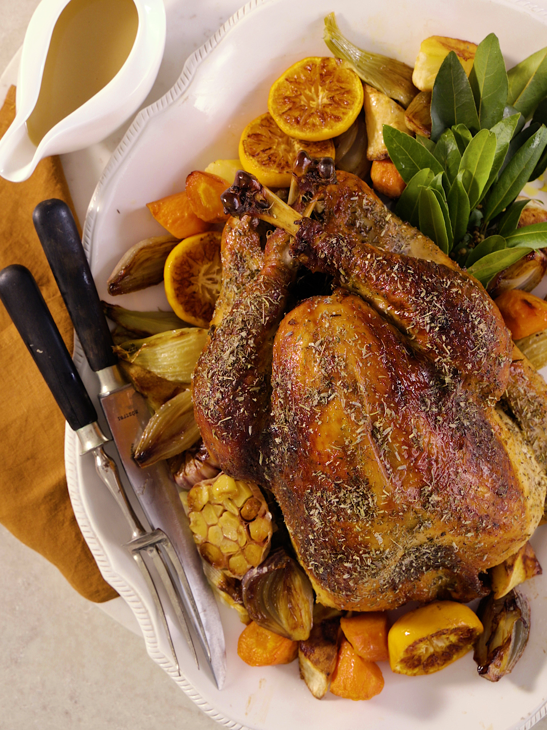 Juniper and Citrus Brined Turkey with Tarragon Gravy