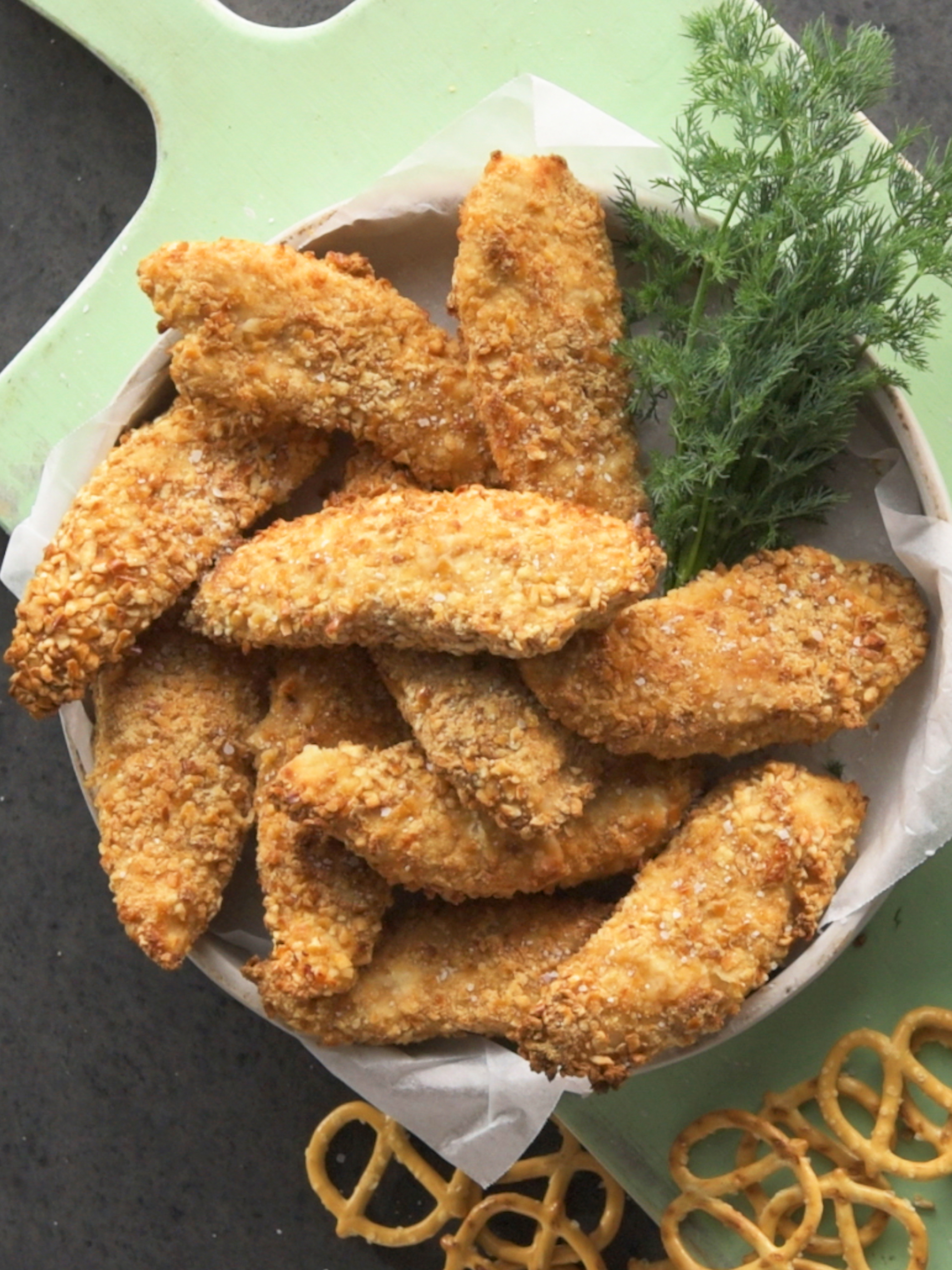 Air-Fried Pretzel Chicken with Ranch Dressing