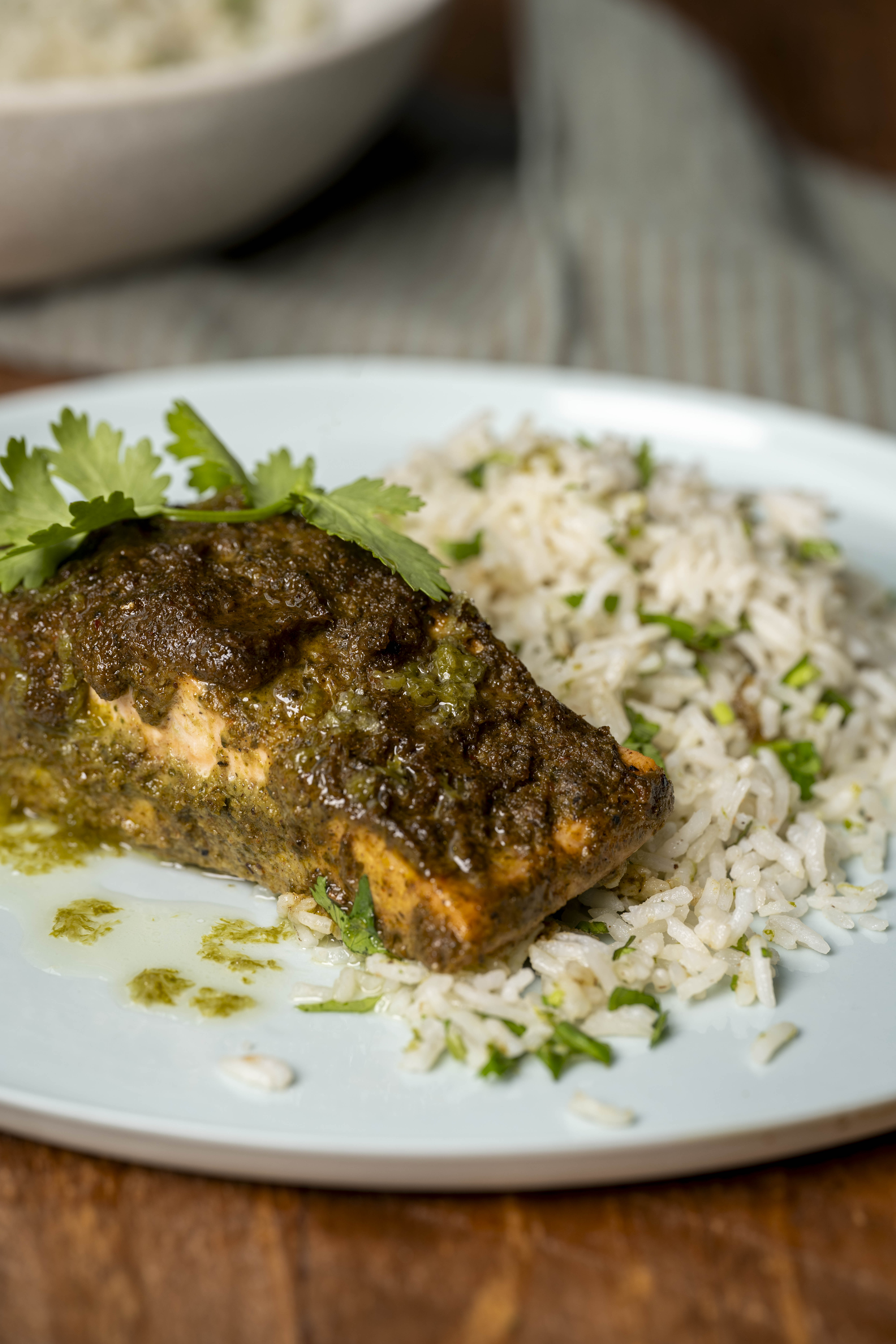 Jerk Salmon with Coconut Rice en Papillote 