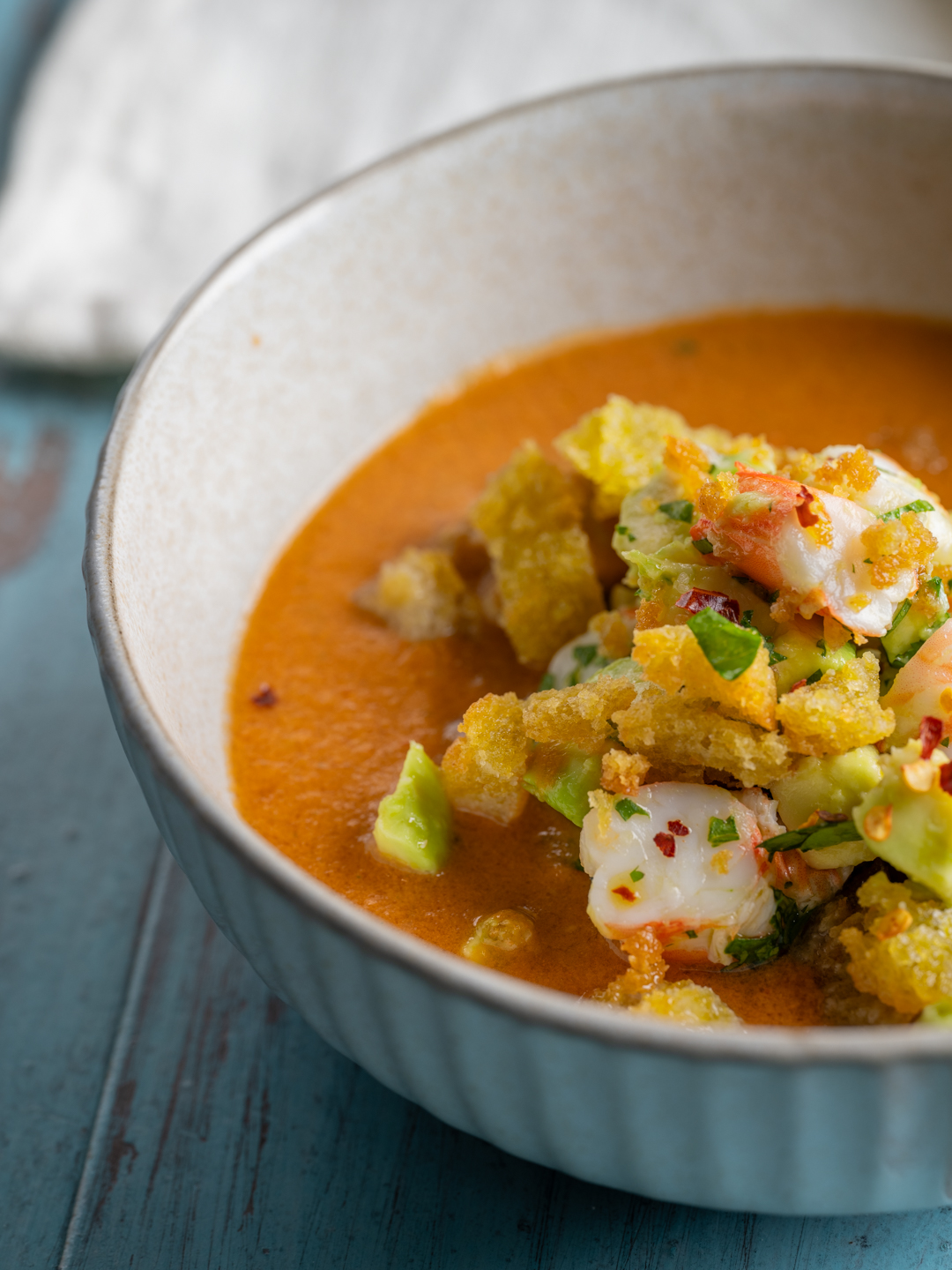 Gazpacho with Shrimp and Avocado