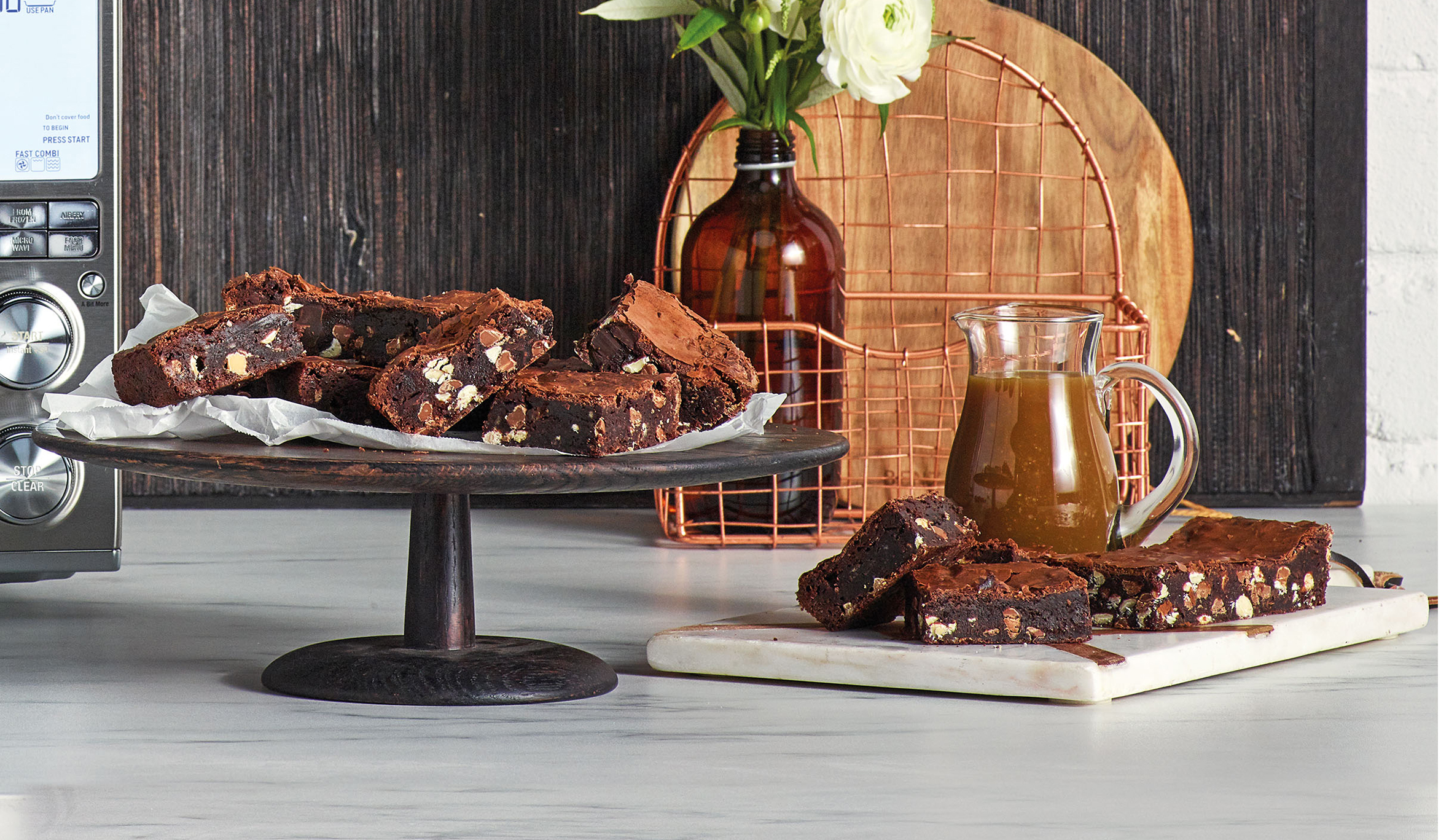 Triple Chocolate Brownies with Salted Caramel Sauce
