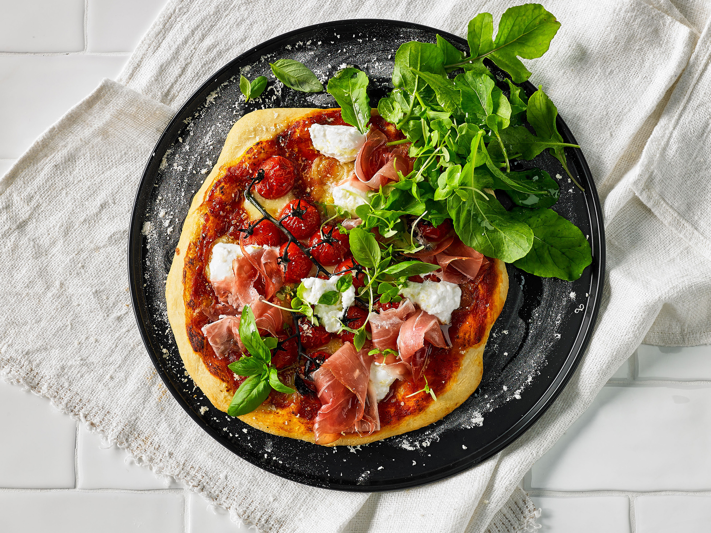 Prosciutto and Goat Cheese Pizza