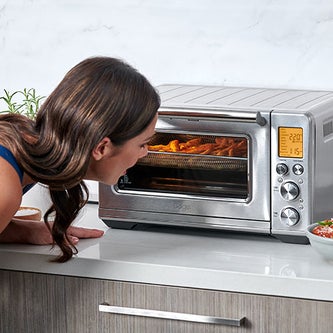 the smart oven air fry in brushed stainless steel oven light