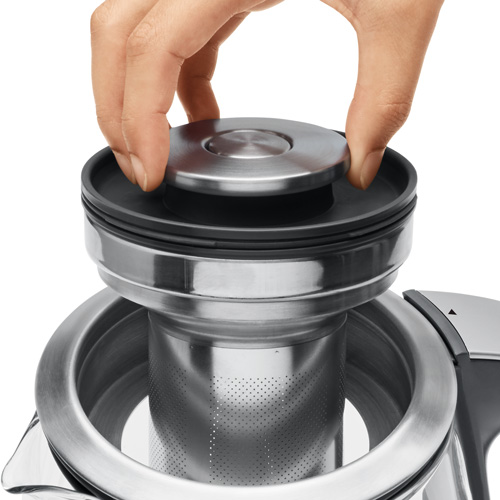 the Sage Smart Tea Infuser™ Gebürsteter Edelstahl mit Glaskanne EINFACH ZU BEDIENEN UND ZU REINIGEN