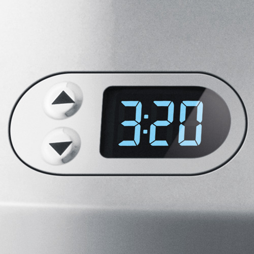 the Bakery Boss™ Mixers in Silver Pearl timer for precise results