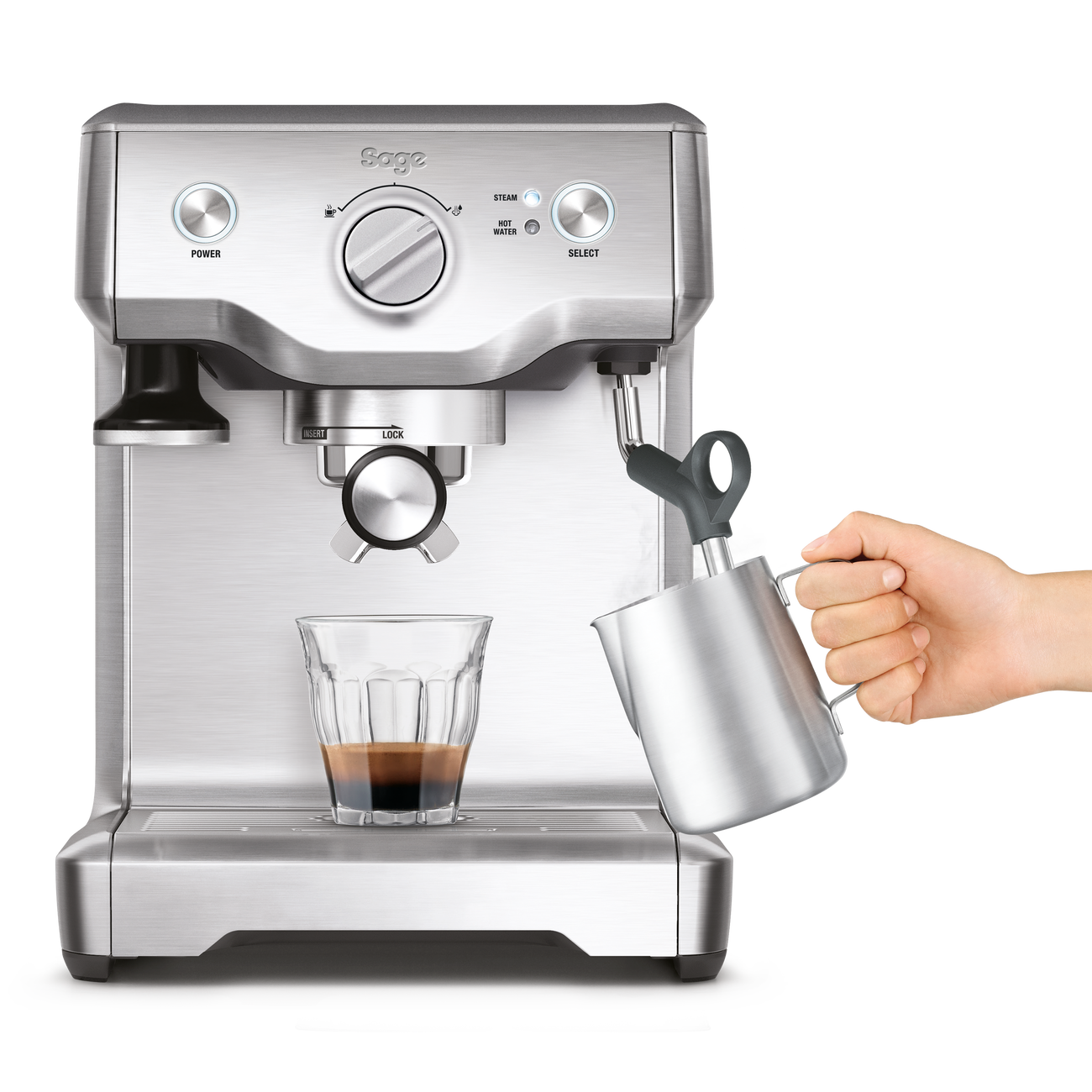 the Duo-Temp™ Pro Espresso in Brushed Stainless Steel milk frothing