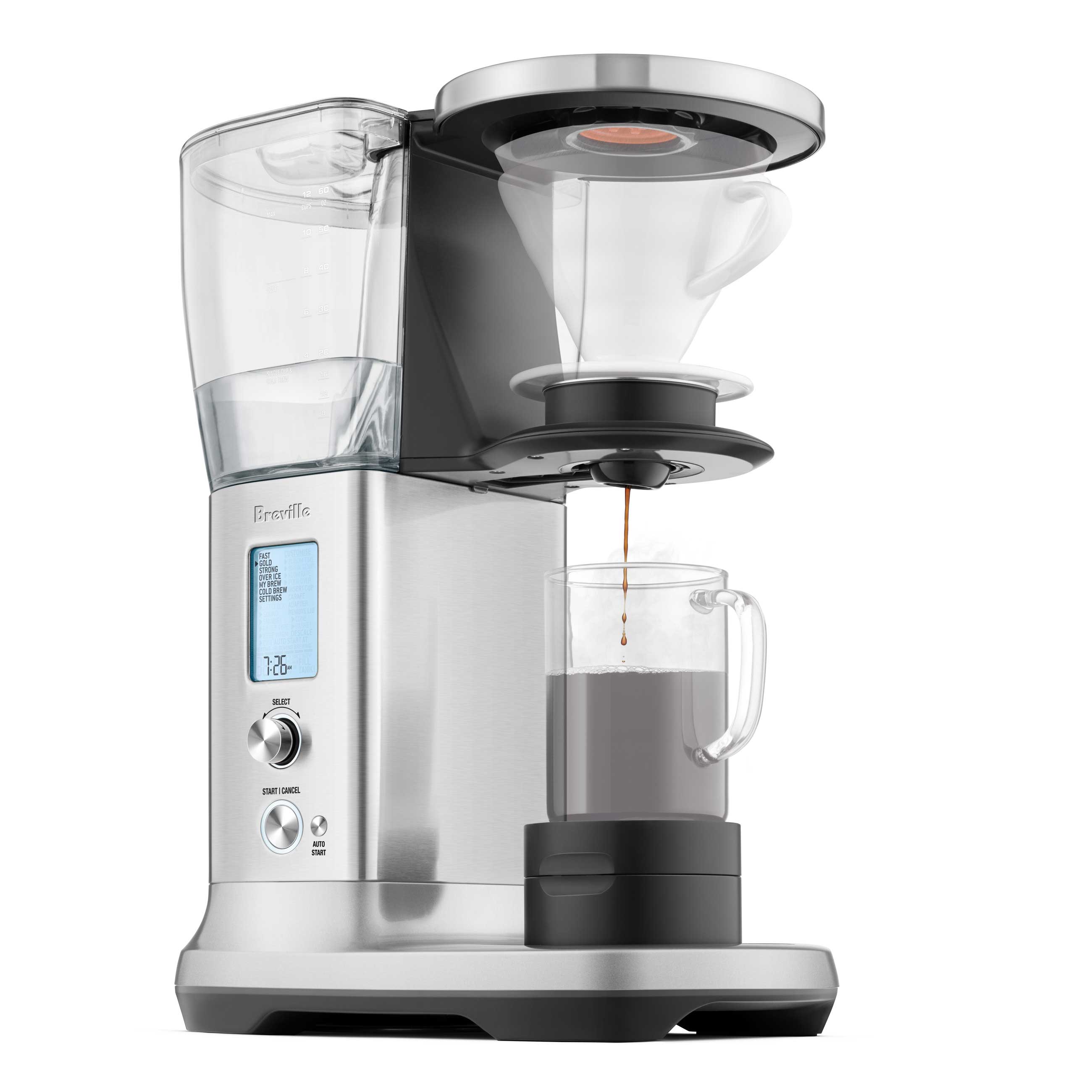 the Breville Precision Brewer® Thermal Coffee in Brushed Stainless Steel side view