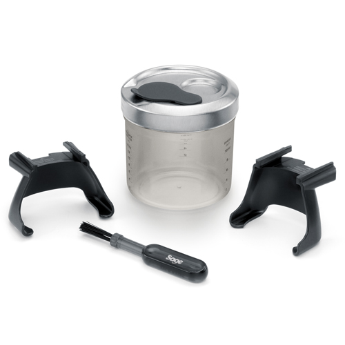 the Smart Grinder Pro Coffee Grinder in Brushed Stainless Steel with accessories
