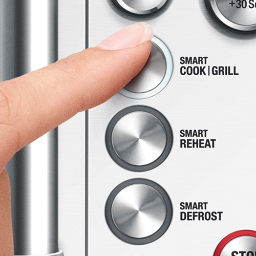 the Quick Touch™ Crisp Microwave in Brushed Stainless Steel smart menu saves time