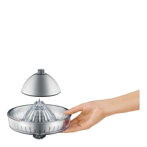 the Citrus Press™ Juicers in Silver magnetic fruit dome