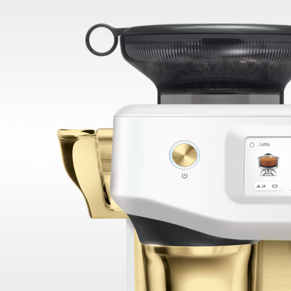 espresso machine with sea salt brass finish