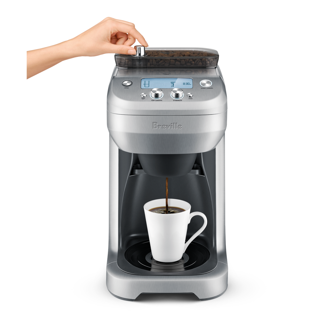 The Grind Control brews directly into short travel mugs.