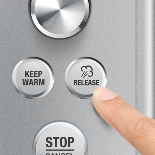 the Fast Slow Pro™  in Brushed Stainless Steel auto steam release setting