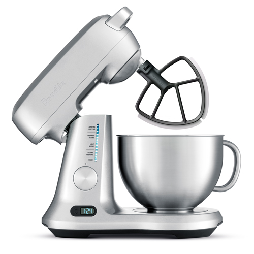 the Scraper Mixer Pro in Silver Pearl die-cast metal stand