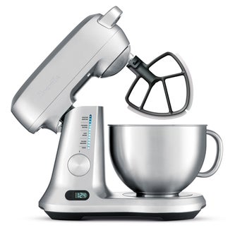the Scraper Mixer Pro in Silver Pearl die-cast metal stand