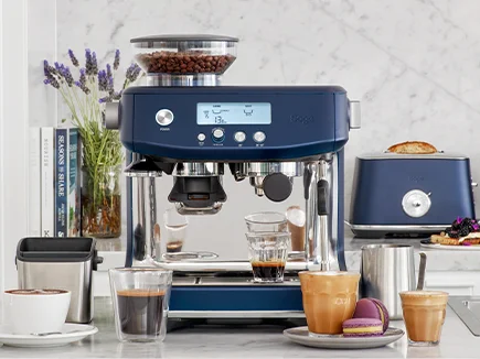 the Barista Pro™ on bench with latte glasses and barista tool kit