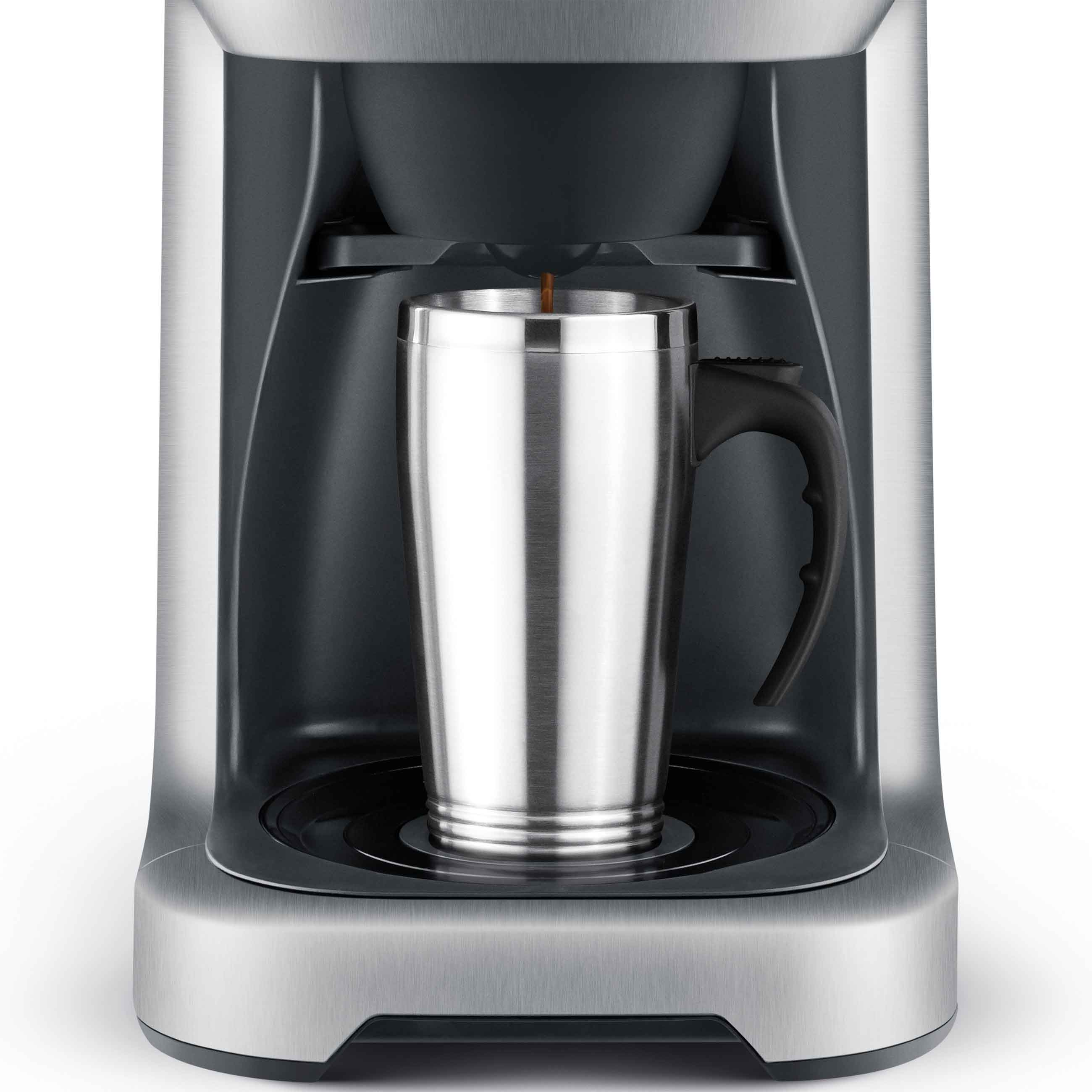 The Grind Control brews directly into tall cups and cannisters.