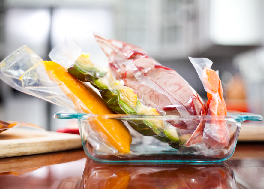 Vacuum-sealed food in a container Vacuum-sealed food in a container
