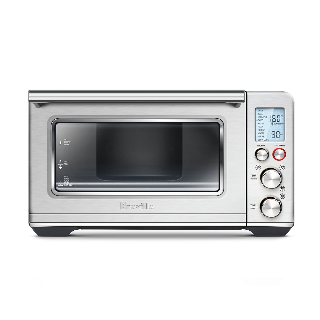 스크린과 여러 설정 다이얼이 장착되어있는 The Smart Oven.