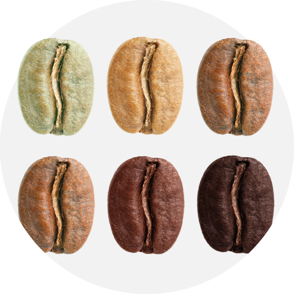 Specialty roasted beans from light to dark