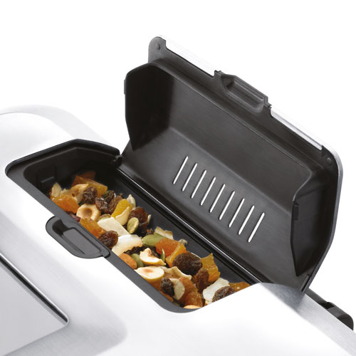 the Custom Loaf  Bread Maker in Brushed Stainless Steel Automatic Fruit and Nut Dispenser