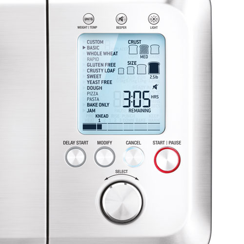 the Custom Loaf  Bread Maker in Brushed Stainless Steel Manual & Automatic Programs