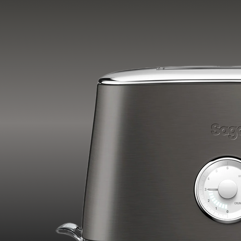 toaster with black stainless steel finish