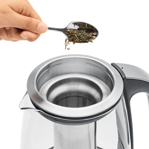 the Sage Smart Tea Infuser™ Bollitore in vetro e acciaio inossidabile spazzolato 5 PREIMPOSTAZIONI PER IL TUO TÈ PREFERITO