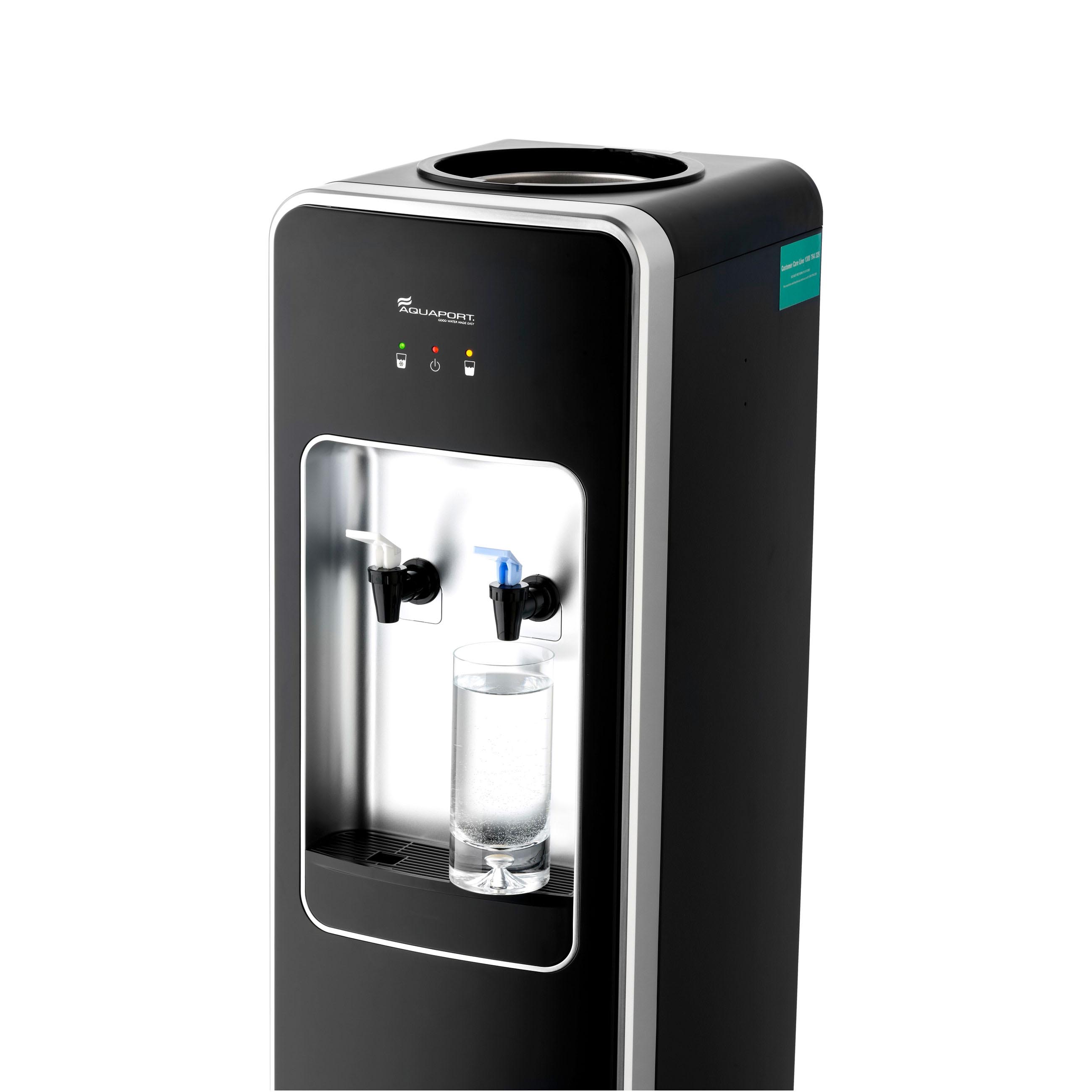 Floor Standing Water Cooler Premium Water Filtration in Black side view